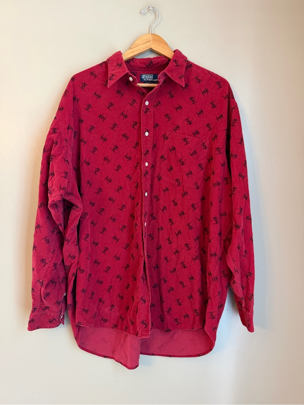 Vtg Polo Ralph Lauren Lowell Sport Skier Snow Ski Corduroy Button Shirt Mens XXL